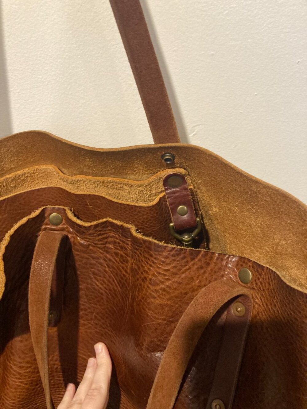 Go Forth Goods Large Leather Avery Tote Saddle - Picture 8 of 11